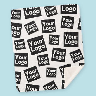 Your Design or Business Logo   Random Placement Sherpa Blanket