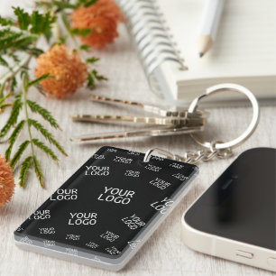 Your Design, Photo or Business Logo Randomly Tiled Key Ring