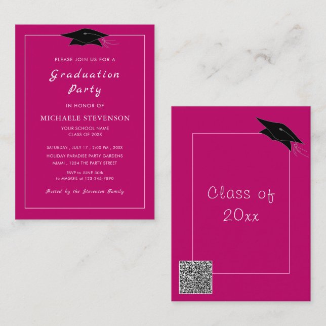 Your Design QR Code Graduation Invitation Example (Front/Back)