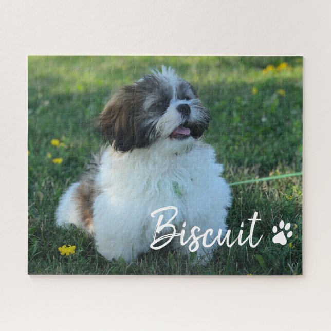 Your dog Name Script Custom Photo Jigsaw Puzzle (Horizontal)