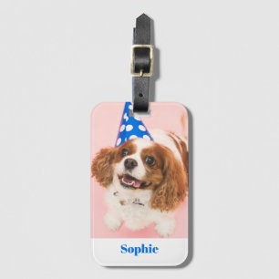 Your Dog or Pet Photo, Blue Name Luggage Tag
