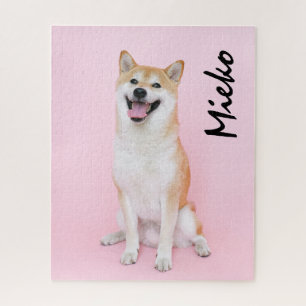 Your Dog Pet Photo Personalised Name Shibu Inu Jigsaw Puzzle