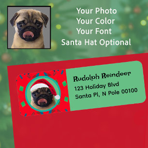 Your Dog Photo-Add Our Santa Hat-Holiday Green Red