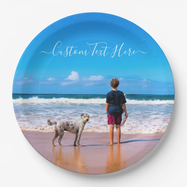 Your Dog Photo Paper Plates with Custom Text (Front)