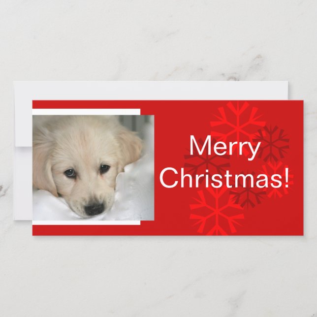 Your Dog Photo Snowflake Christmas Card (Front)