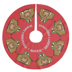 YOUR DOG PHOTOS and Name Christmas Tree Skirt