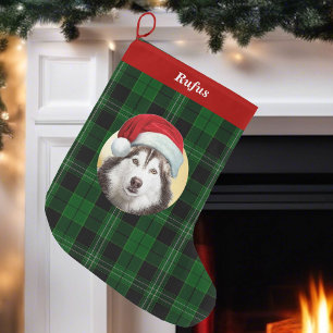 YOUR Dog Wearing a Santa Hat Photo Christmas Large Christmas Stocking