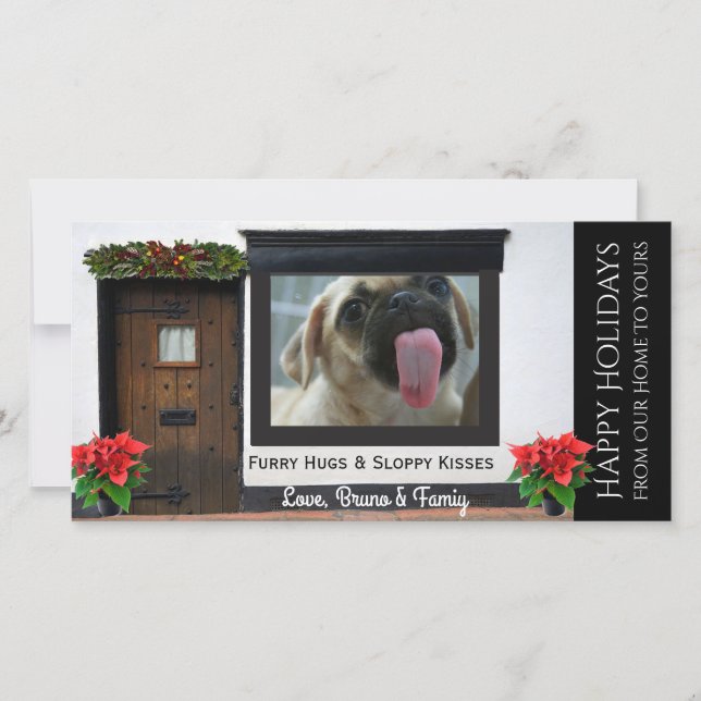 Your Dogs Christmas Licking Glass Holiday Card (Front)