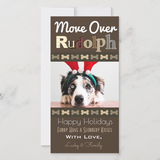 Your Dogs Christmas Reindeer Holiday Card (Front)
