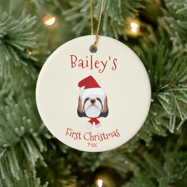 Your Dog's First Christmas - Cute Shih Tzu Ceramic Tree Decoration (Tree)