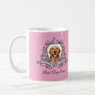 Your Dog's Photo in a Floral Crest Best Dog Ever Coffee Mug