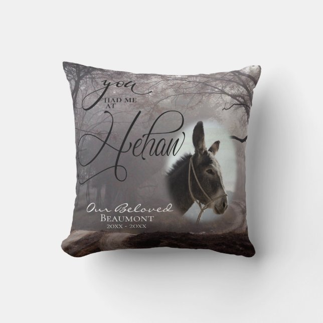 Your Donkey Photo  Sympathy You Had Me at  HeHaw Cushion (Front)