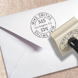 your envelopes with a stylish monogram rubber stamp