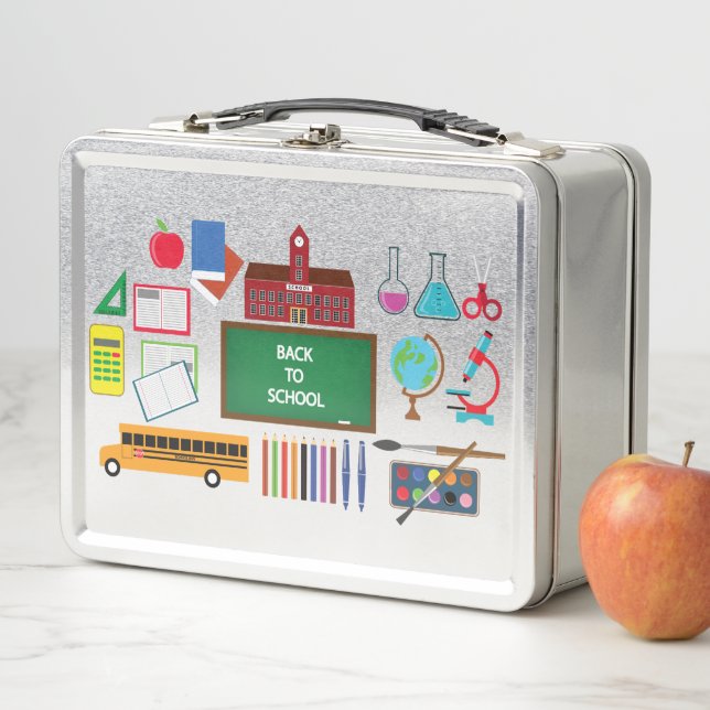 Your Everyday Essential Steel Finish School  Metal Lunch Box (In Situ)