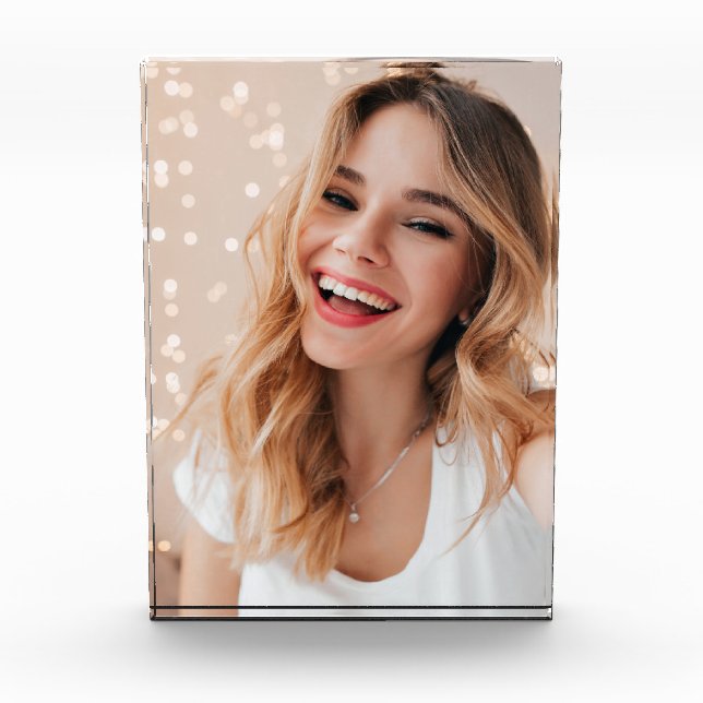 Your face on a birthday personalised photo block (Front)