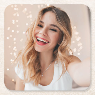 Your face on a birthday square paper coaster