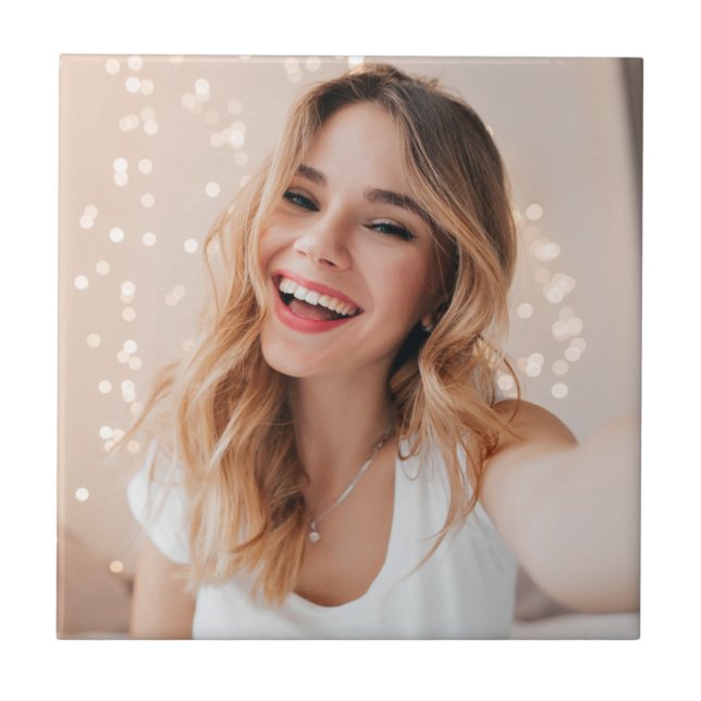 Your face on a birthday square paper coaster (Front)