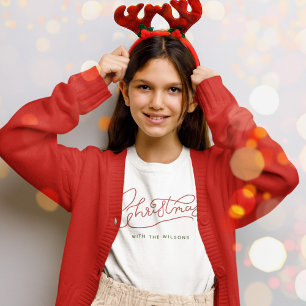 Your Family Christmas Modern Script Family Name T-Shirt