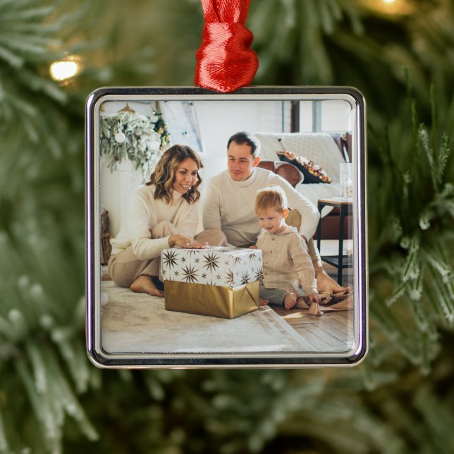 Your family Christmas photo Metal Tree Decoration (Tree)