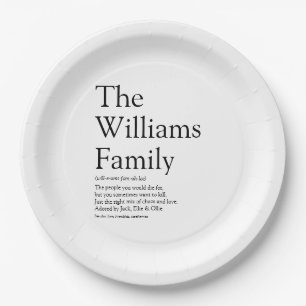 Your Family Definition Modern Black and White Paper Plate