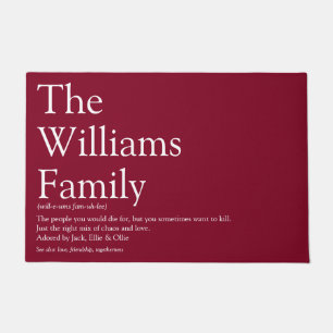 Your Family Definition Modern Fun Burgundy Doormat