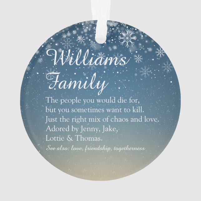 Your Family Definition Personalised Christmas Ornament (Back)