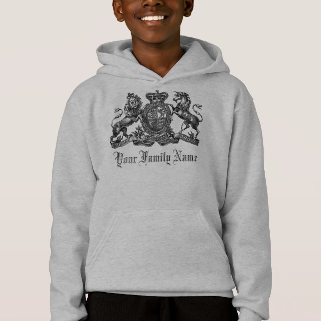 Your Family Name Customisable Crest Kids Hoodie (Front)