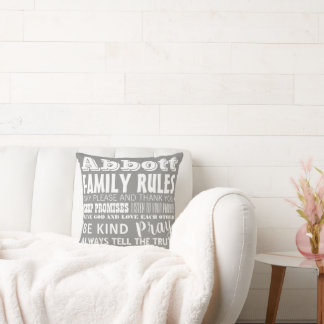 Your Family Name Family Rules & Established Date Cushion