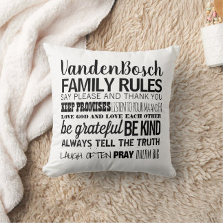 Your Family Name Family Rules & Established Date Cushion