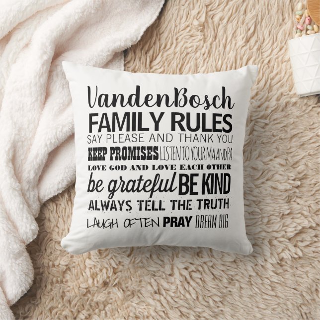 Your Family Name Family Rules & Established Date Cushion (Blanket)