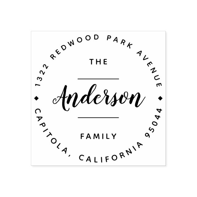 Your Family Name | Hand Lettered Script Address Rubber Stamp (Imprint)