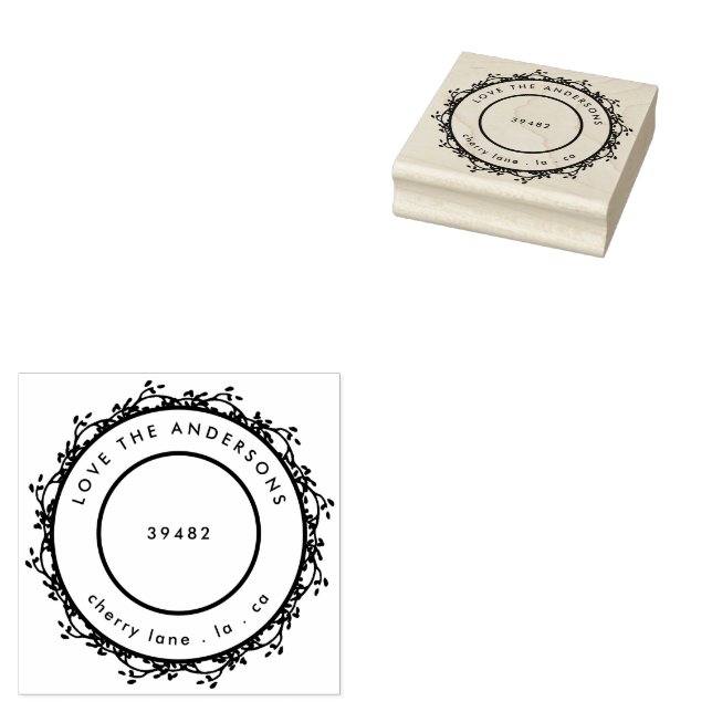 Your Family Name Return Address Christmas Rubber Stamp (Stamped)