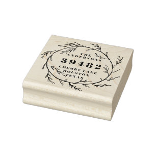 Your Family Name Return Address Wreath Rubber Stam Rubber Stamp