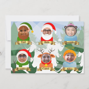 Your Family Of 6 (or 5 + Dog) as Xmas Icons Photo Holiday Card