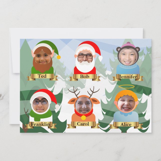 Your Family Of 6 (or 5 + Dog) as Xmas Icons Photo Holiday Card (Front)