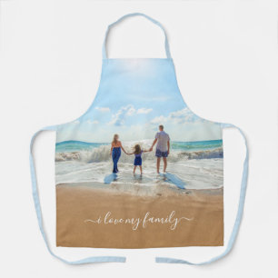 Your Family Photo Apron Text - I Love My Family