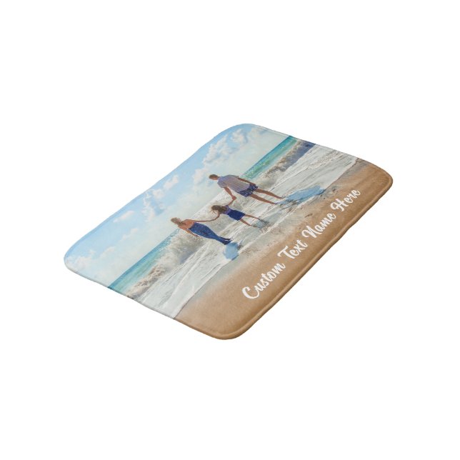 Your Family Photo Bath Mat with Custom Text (Angled)