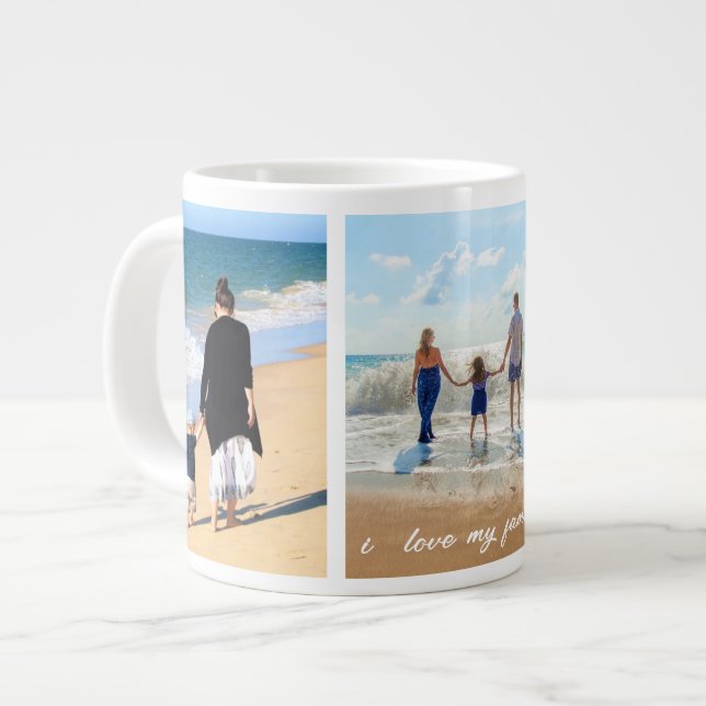 Your Family Photo Collage Coffee Mug Gift and Text (Front Left)
