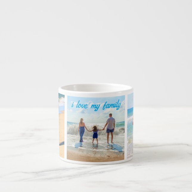 Your Family Photo Collage Espresso Cup Custom Text (Front)
