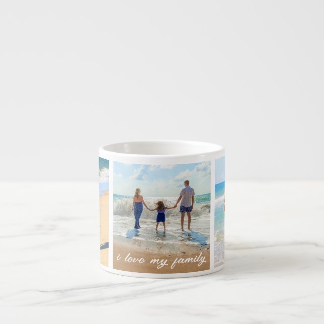 Your Family Photo Collage Espresso Cup with Text (Front)
