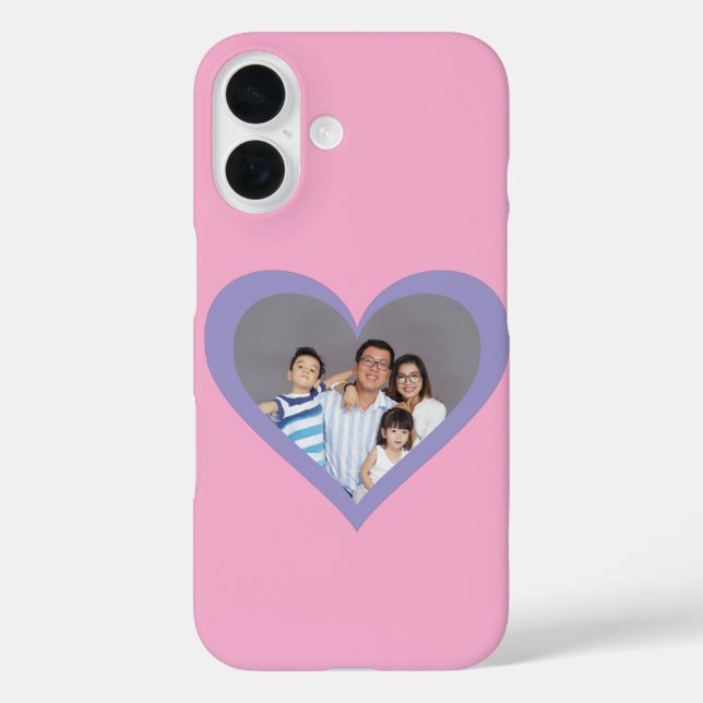 Your Family Photo Purple Heart Pink Background Case-Mate iPhone Case (Back)