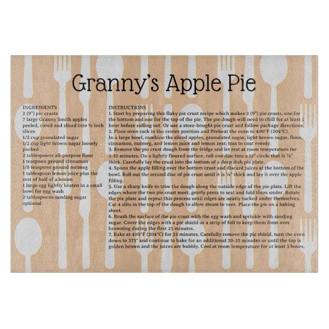 Your Family Recipe Fun Utensil Custom Glass Cutting Board (Front)