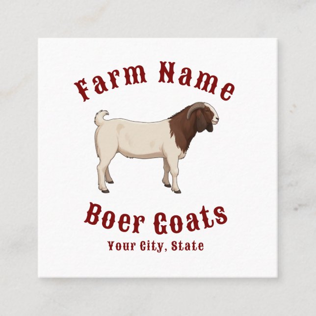 Your Farm Boer Goats Square Business Card (Front)