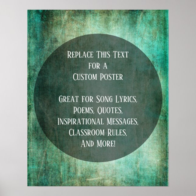 Your Favorite Quote Green Brown Grunge on Circle Poster (Front)