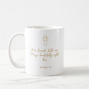 Your favourite bible verse - gold cross coffee mug