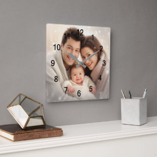 Your Favourite Family Photo wall Square Wall Clock