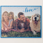 Your Favourite Family Photo with Love Jigsaw Puzzle<br><div class="desc">This will become a beautiful keepsake that can be enjoyed over and over again. Any design questions or special requests, just send an email to charmdesignstudio@rcn.com and we'll be delighted to assist. Made of sturdy cardboard and mounted on chipboard, these puzzles are printed in vivid and full colour. Includes cardboard...</div>