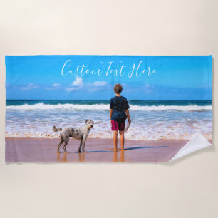 Your Favourite Photo Beach Towel with Custom Text
