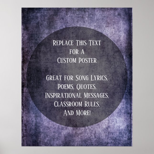Your Favourite Quote Dark Purple Grunge w/ Circle Poster (Front)