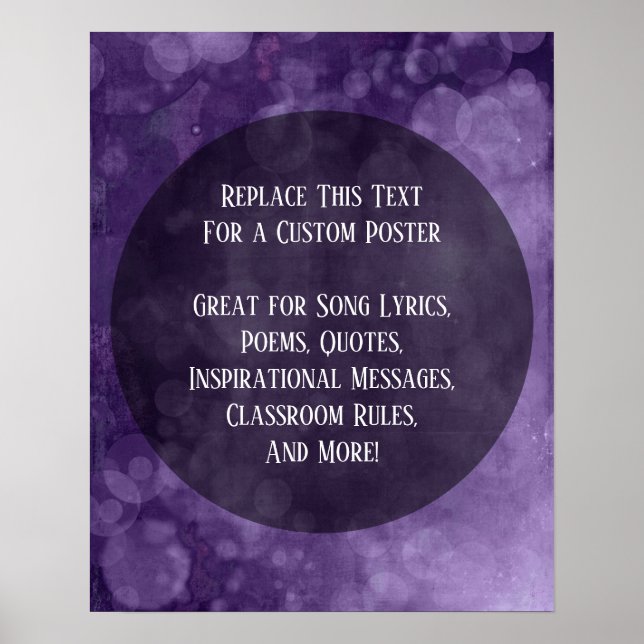 Your Favourite Quote Purple Grunge Artwork Circles Poster (Front)